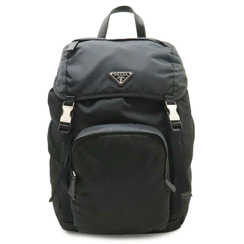Prada Triangle RE Backpack Rucksack Daypack Leather NERO Black
